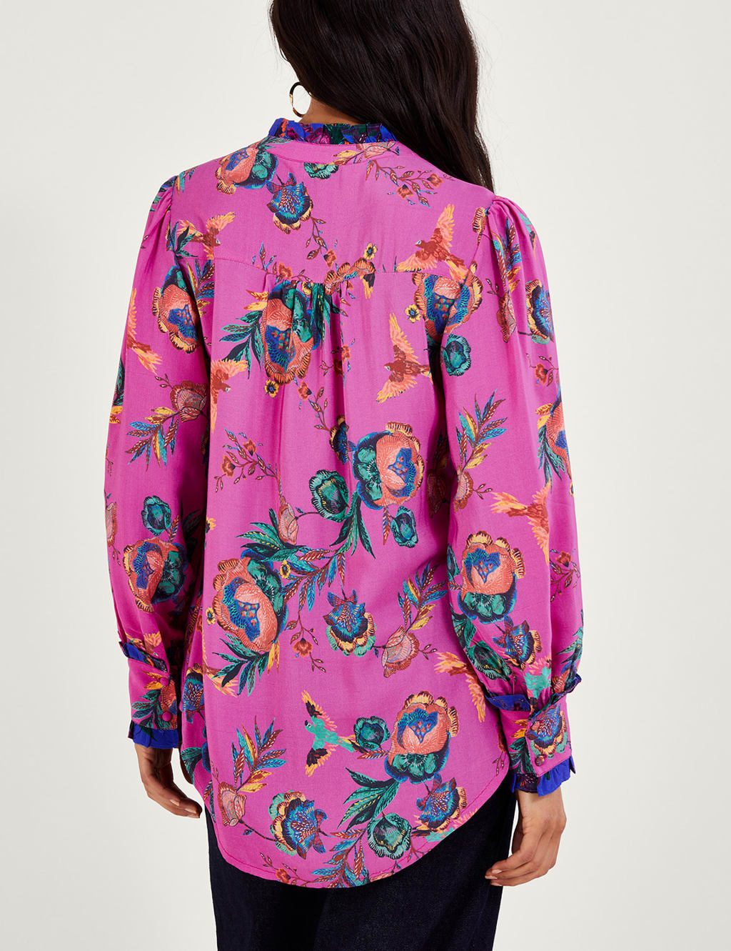 Printed High Neck Frill Detail Blouse image 5