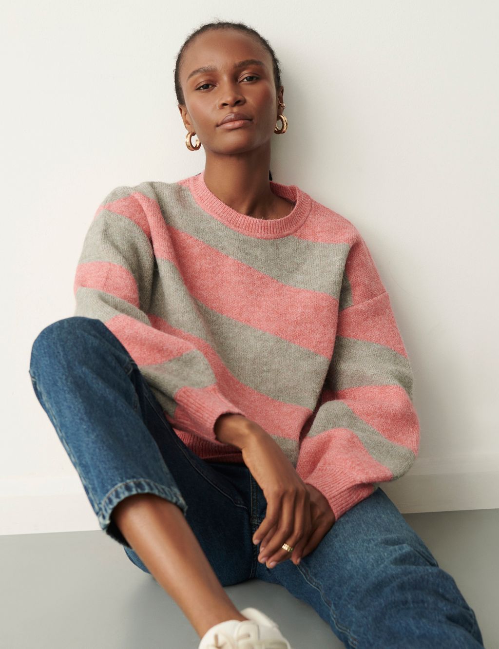 Striped Round Neck Relaxed Jumper
