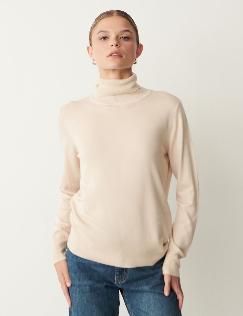 Rayon Blend Roll Neck Relaxed Jumper image 1