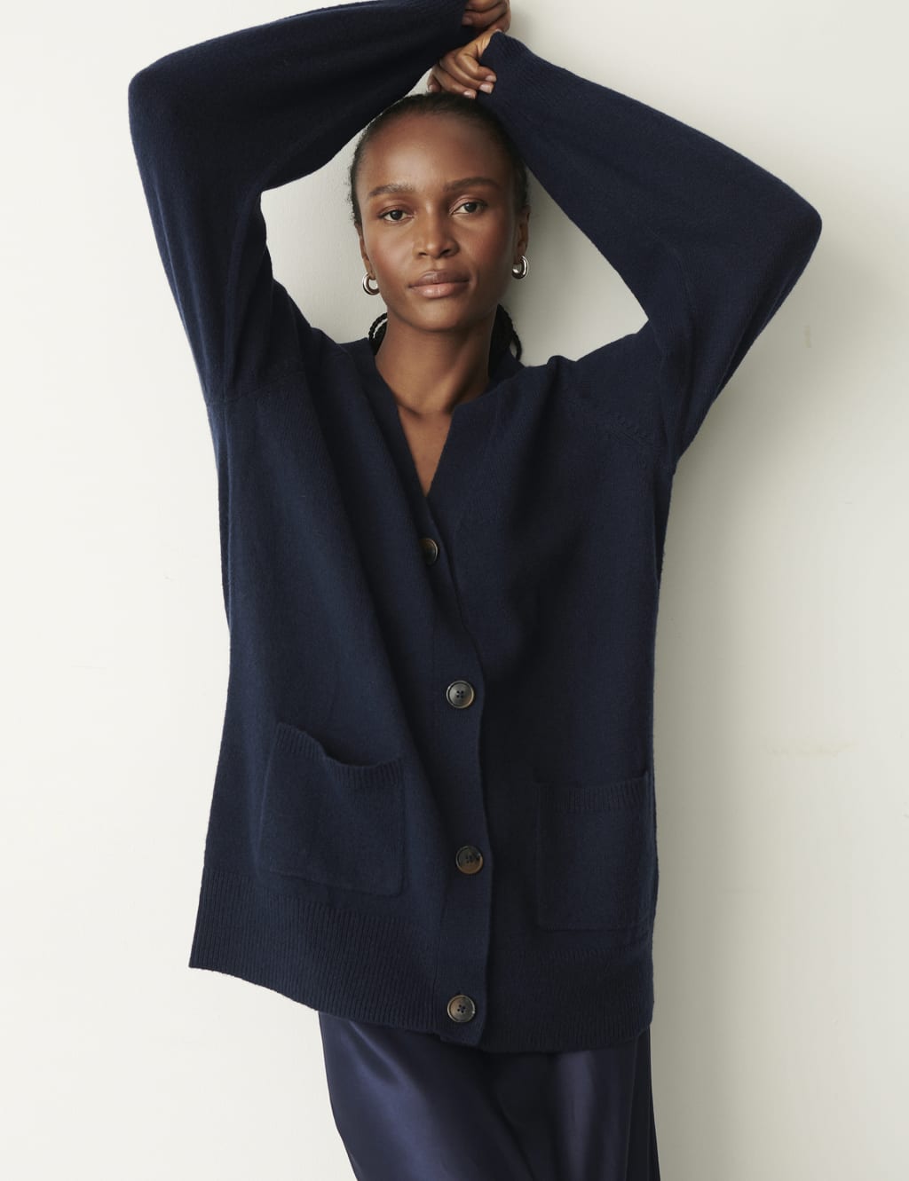 Navy cotton cardigan women's best sale