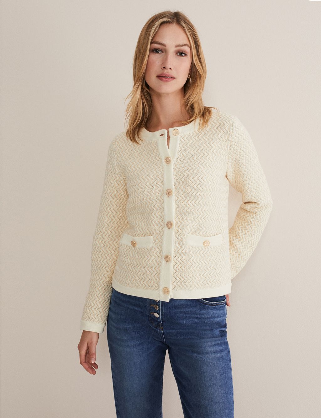 Pure Cotton Textured Cropped Jacket image 1