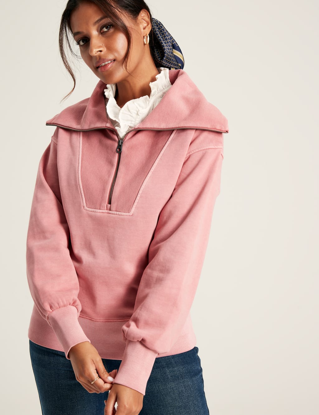 Cotton Rich Collared Half Zip Sweatshirt image 1