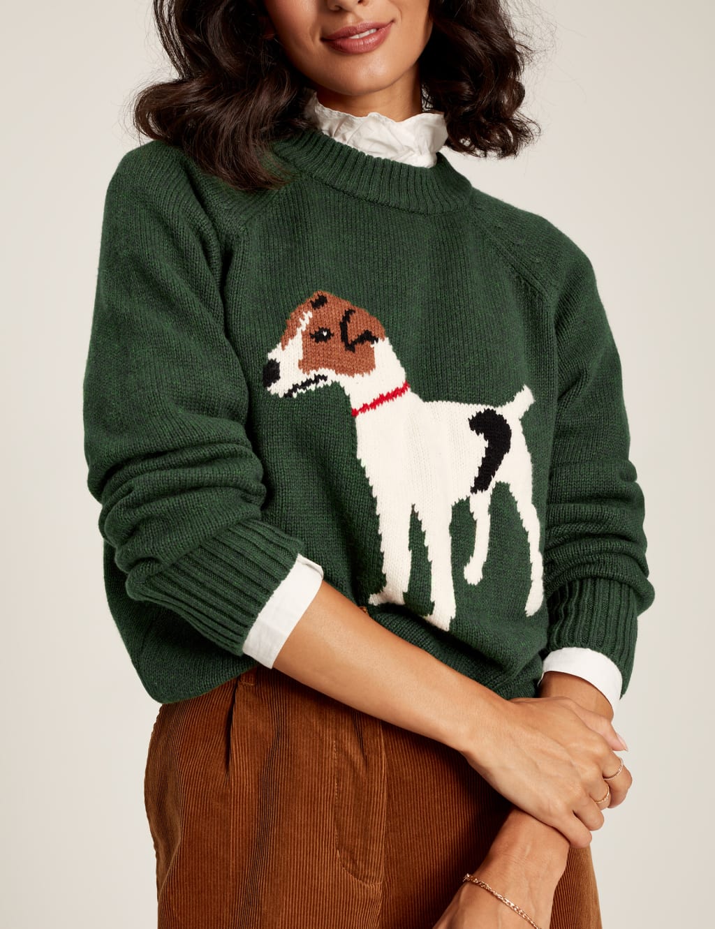 Cotton Rich Dog Crew Neck Jumper with Wool image 6