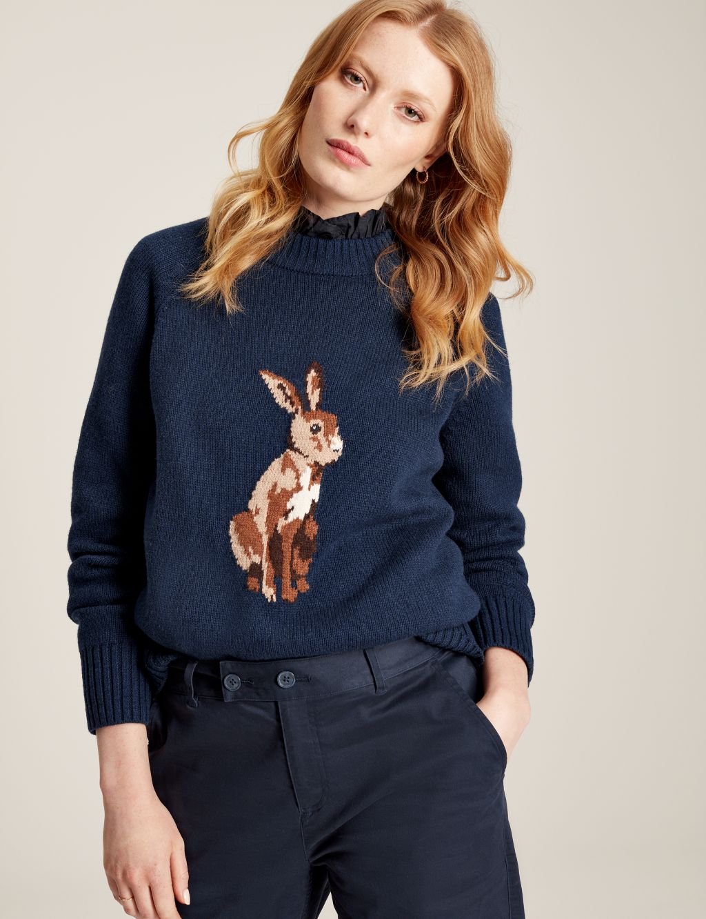 Cotton Rich Patterned Jumper with Wool image 1