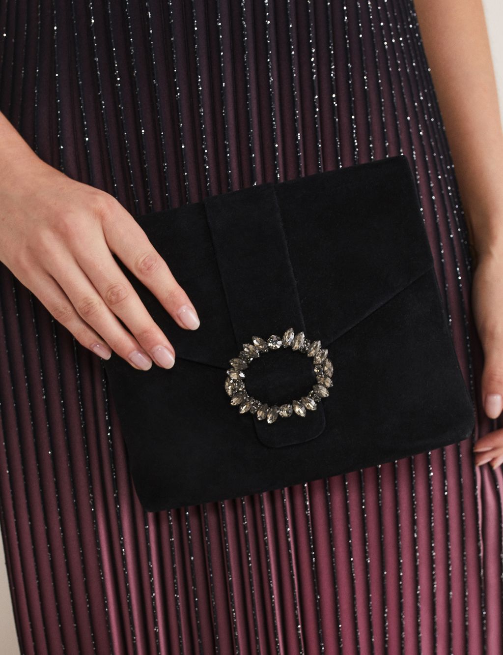 Leather Jewel Front Clutch Bag image 6