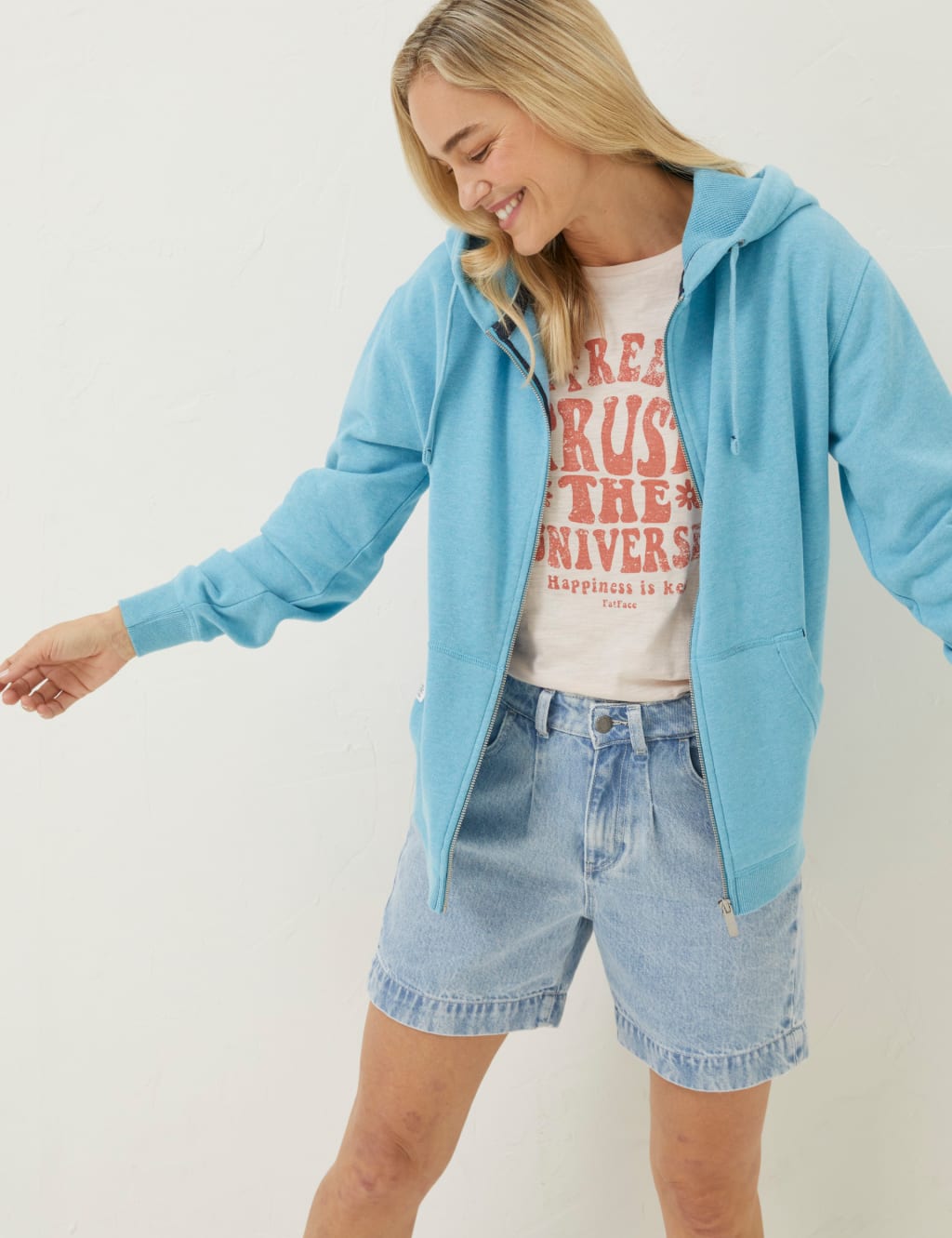 Cotton Rich Zip Up Hoodie image 2