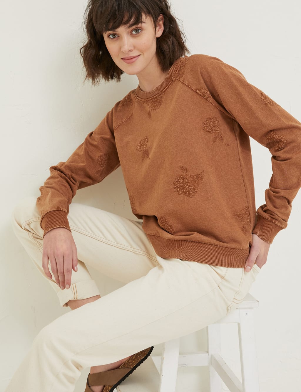 Pure Cotton Embroidered Sweatshirt image 1