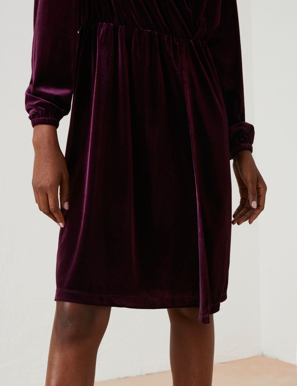 Velvet Knee Length Waisted Dress image 5