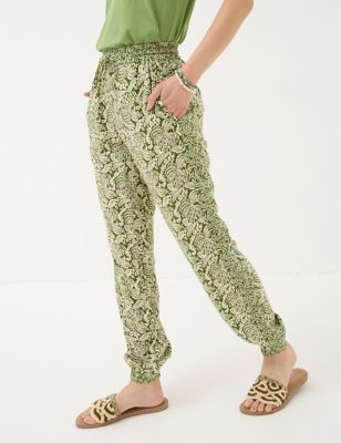 Fatface Womens Floral Cuffed Trousers - 6REG - Dark Green Mix, Dark Green Mix