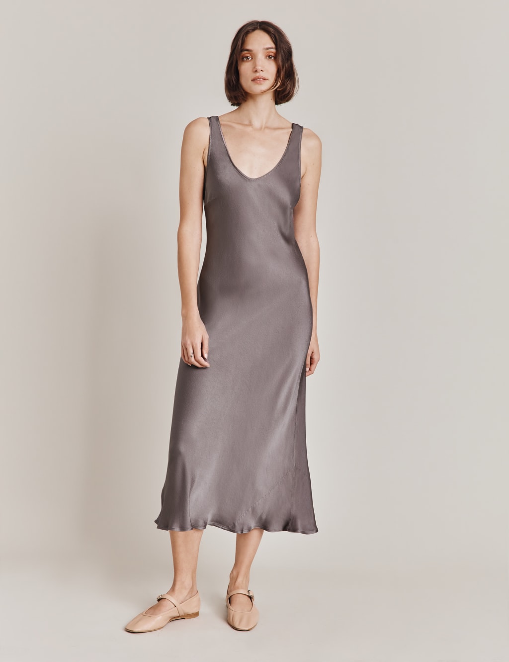 Satin Midi Slip Dress