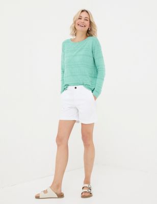 Fatface Women's Cotton Rich Chino Shorts - 16 - White, White