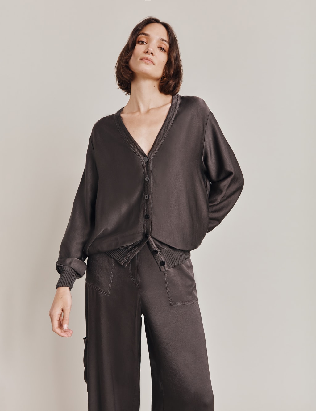 Satin Relaxed Bomber Jacket image 3