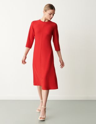 Finery London Womens Ponte Midi Swing Dress - 16 - Red, Red