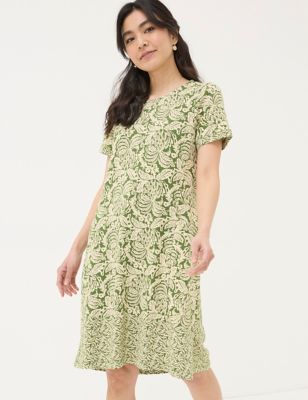 Fatface Women's Jersey Floral Knee Length Shift Dress - 6REG - Green Mix, Green Mix