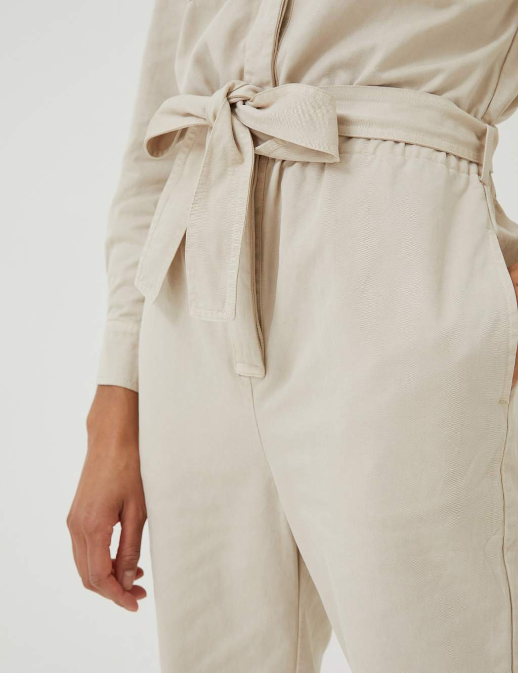 Cotton Rich Belted Long Sleeve Jumpsuit image 3