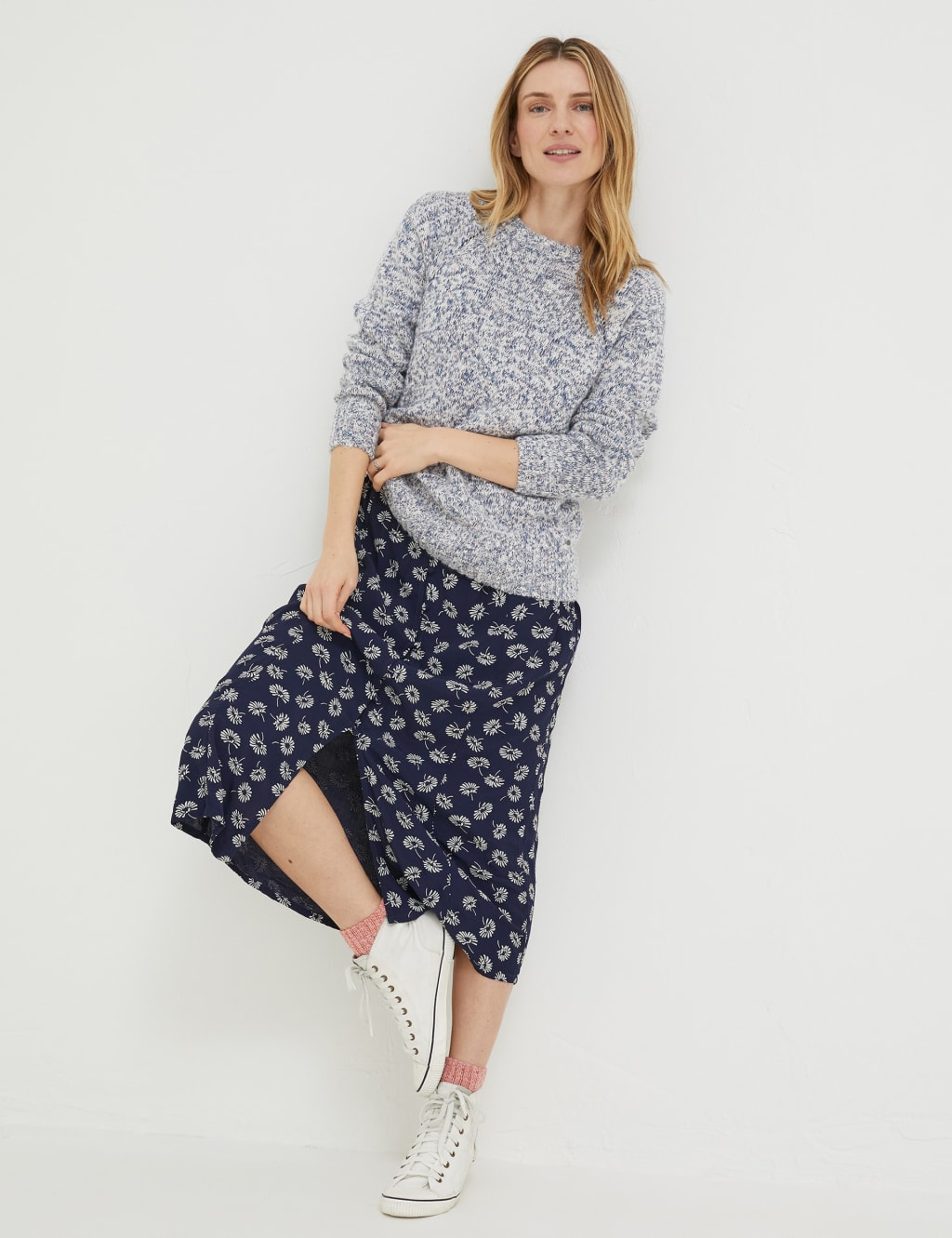 Cotton Rich Textured Crew Neck Jumper image 1
