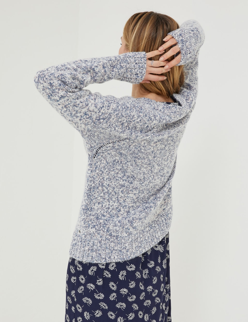 Cotton Rich Textured Crew Neck Jumper image 2
