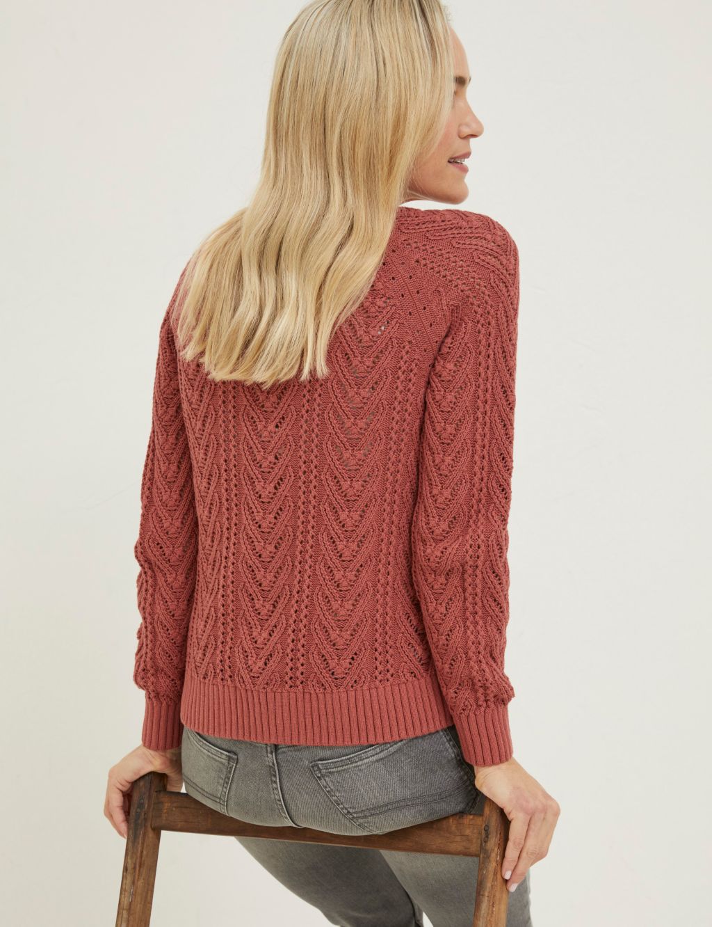Pure Cotton Cable Knit V-Neck Cardigan image 2