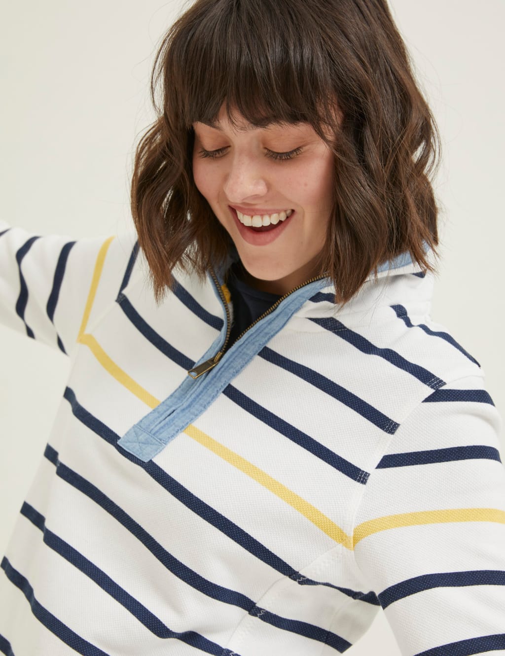 Pure Cotton Striped Funnel Neck Sweatshirt image 4