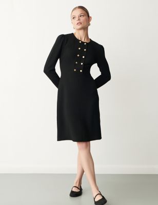 Finery London Womens Button Detail Knee Length Shift Dress - 20 - Black, Black,Red,Blue