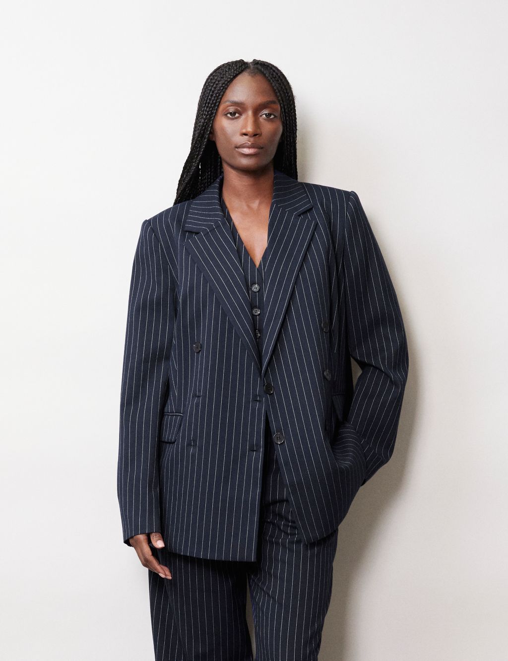 Pinstripe Double Breasted Blazer image 1