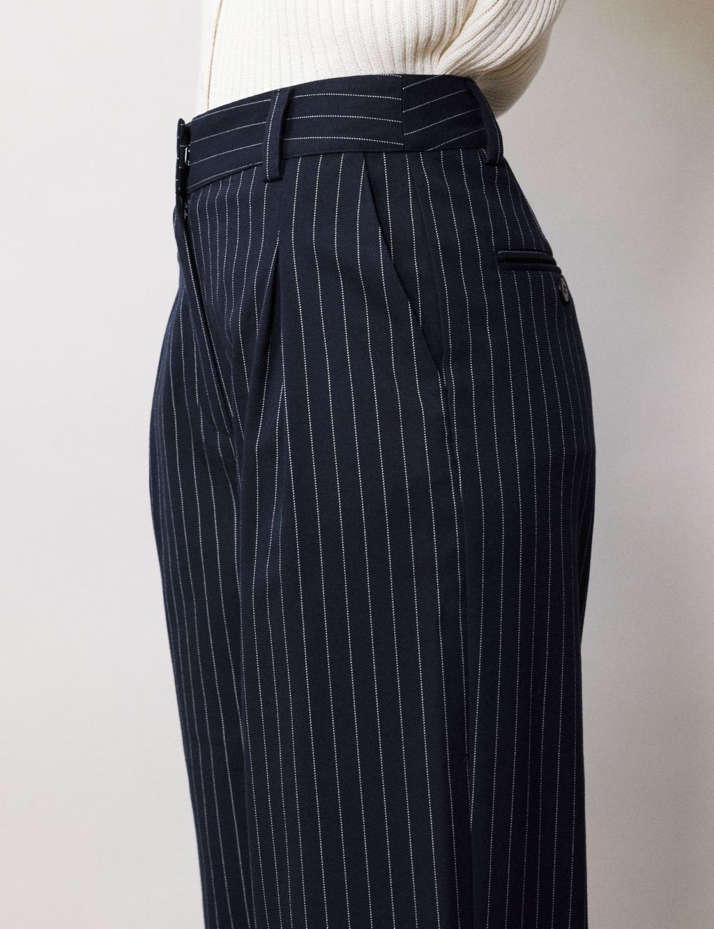 Pinstriped Wide Leg Trousers image 4