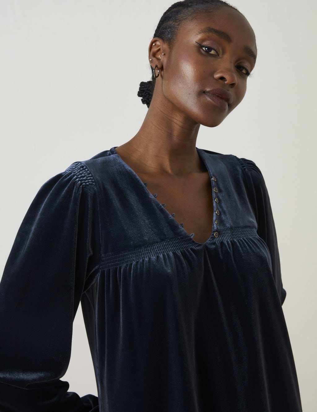 Velvet V-Neck Knee Length Swing Dress image 5