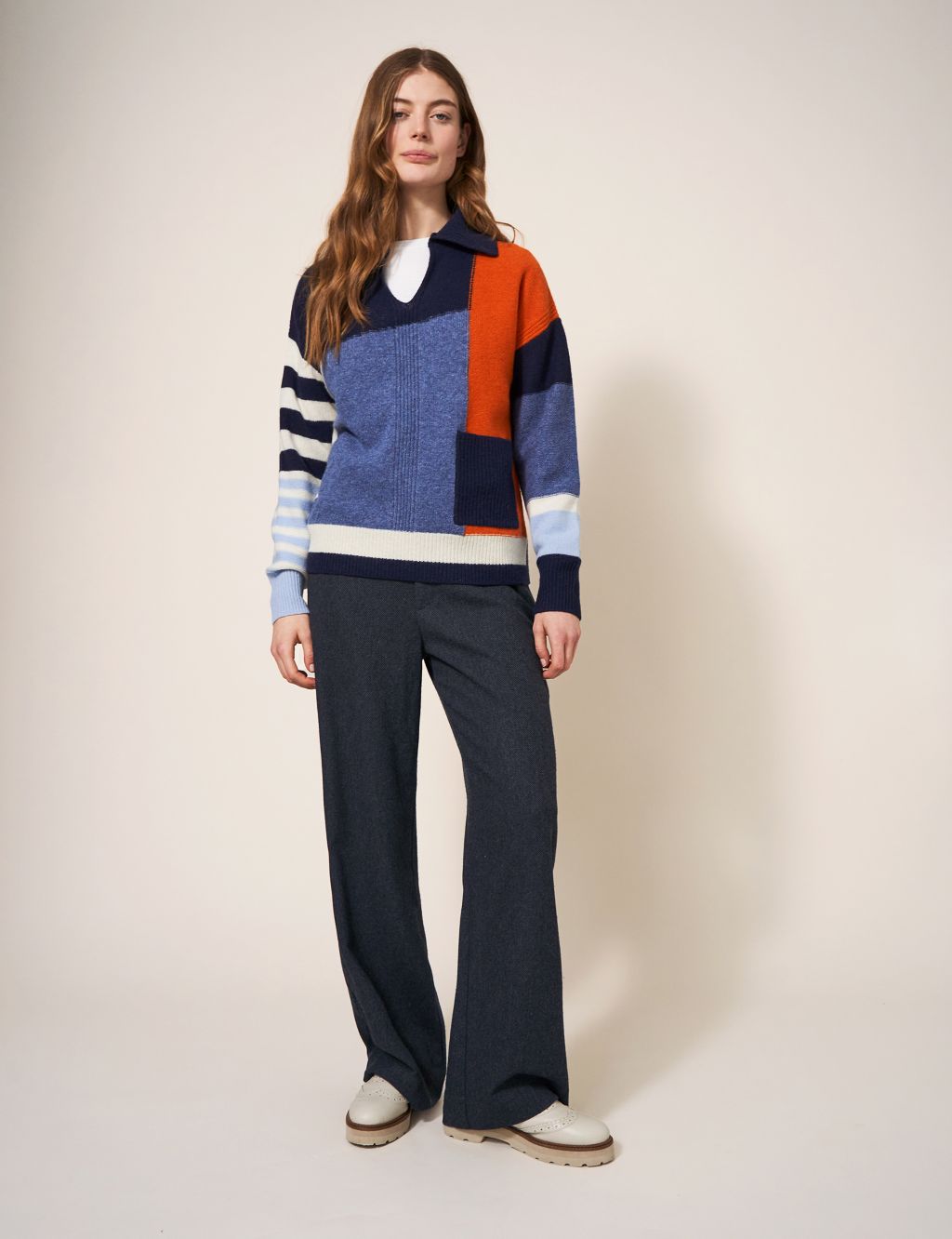 Textured Wide Leg Trousers with Wool image 1