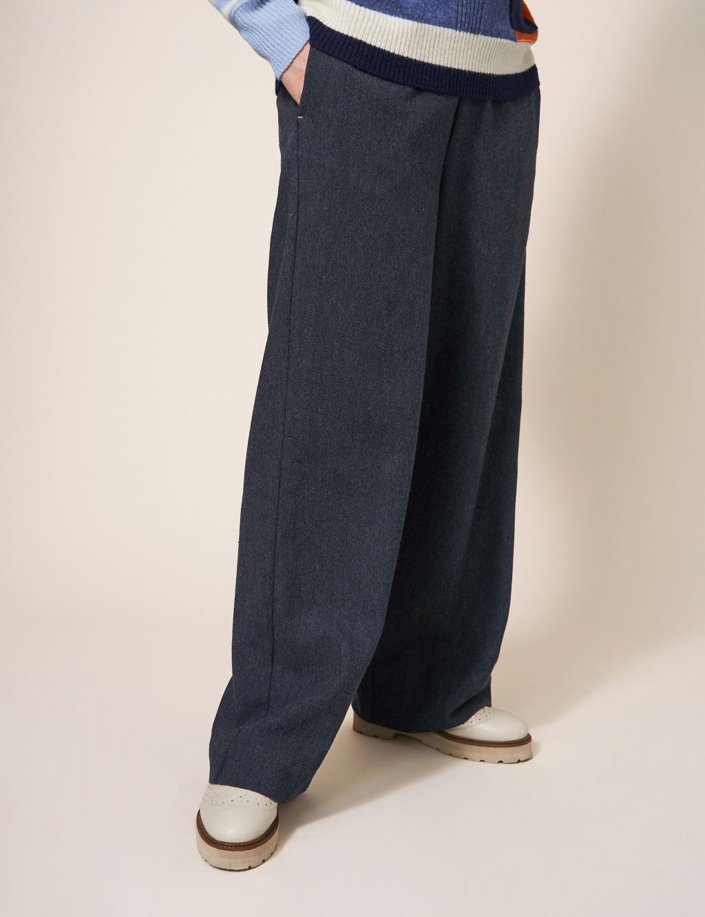 Textured Wide Leg Trousers with Wool image 3