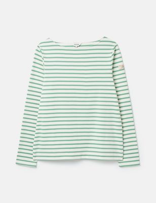 Joules Womens Pure Cotton Striped Top - 10 - Green Mix, Green Mix,Pink Mix,Red Mix,Navy Mix,Brown Mi