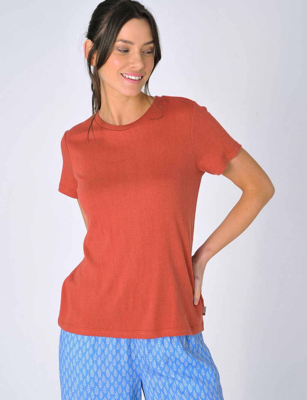 Cotton Blend T-Shirt with Linen image 1
