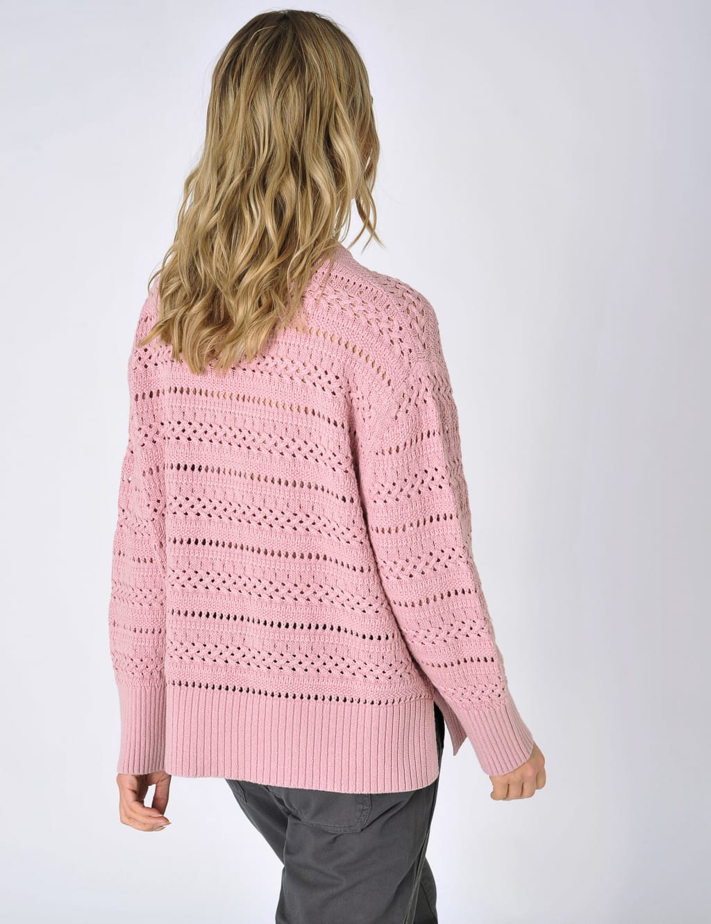 Pure Cotton Textured Split Hem Jumper image 3