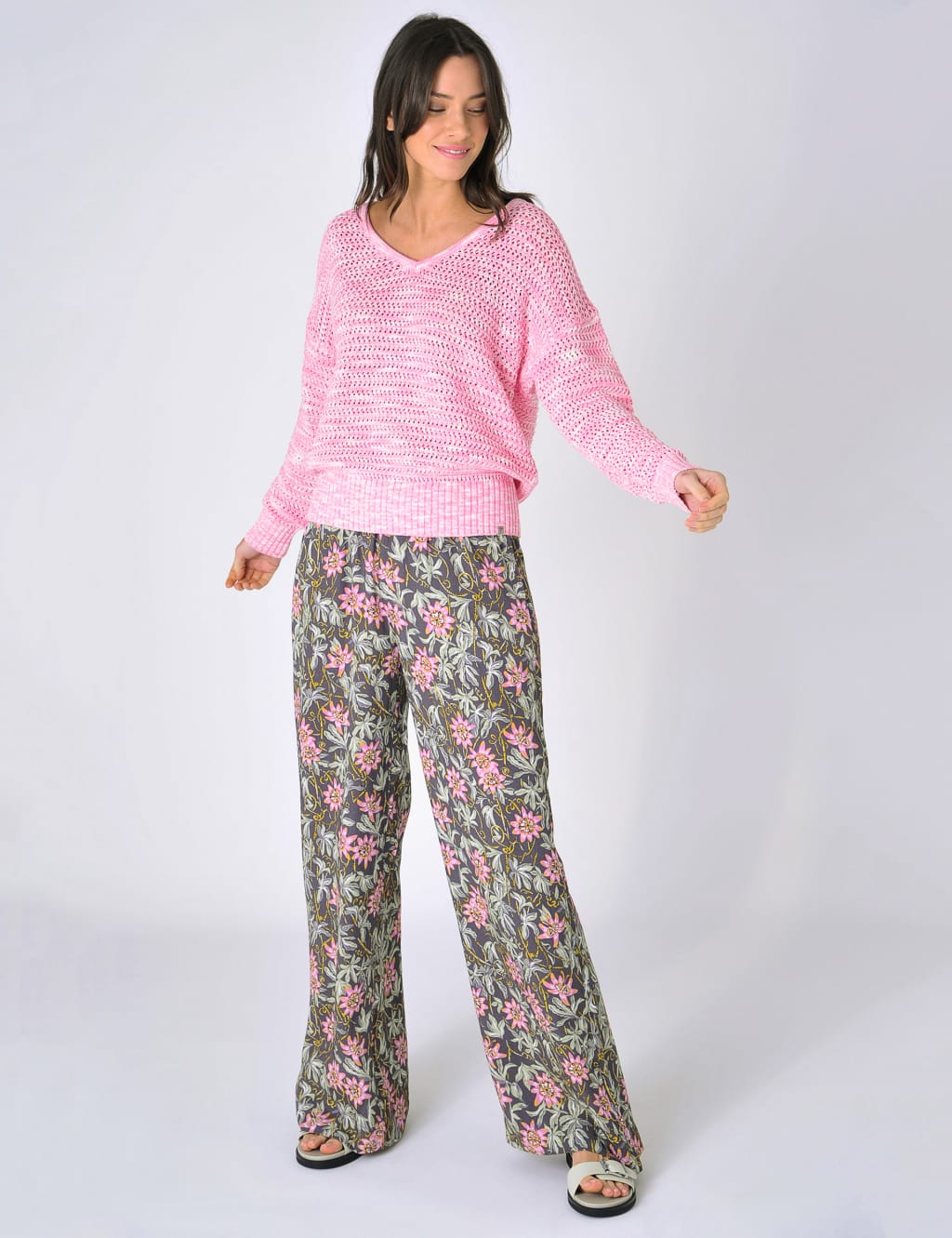 Cotton Rich Space Dyed V-Neck Relaxed Jumper image 2