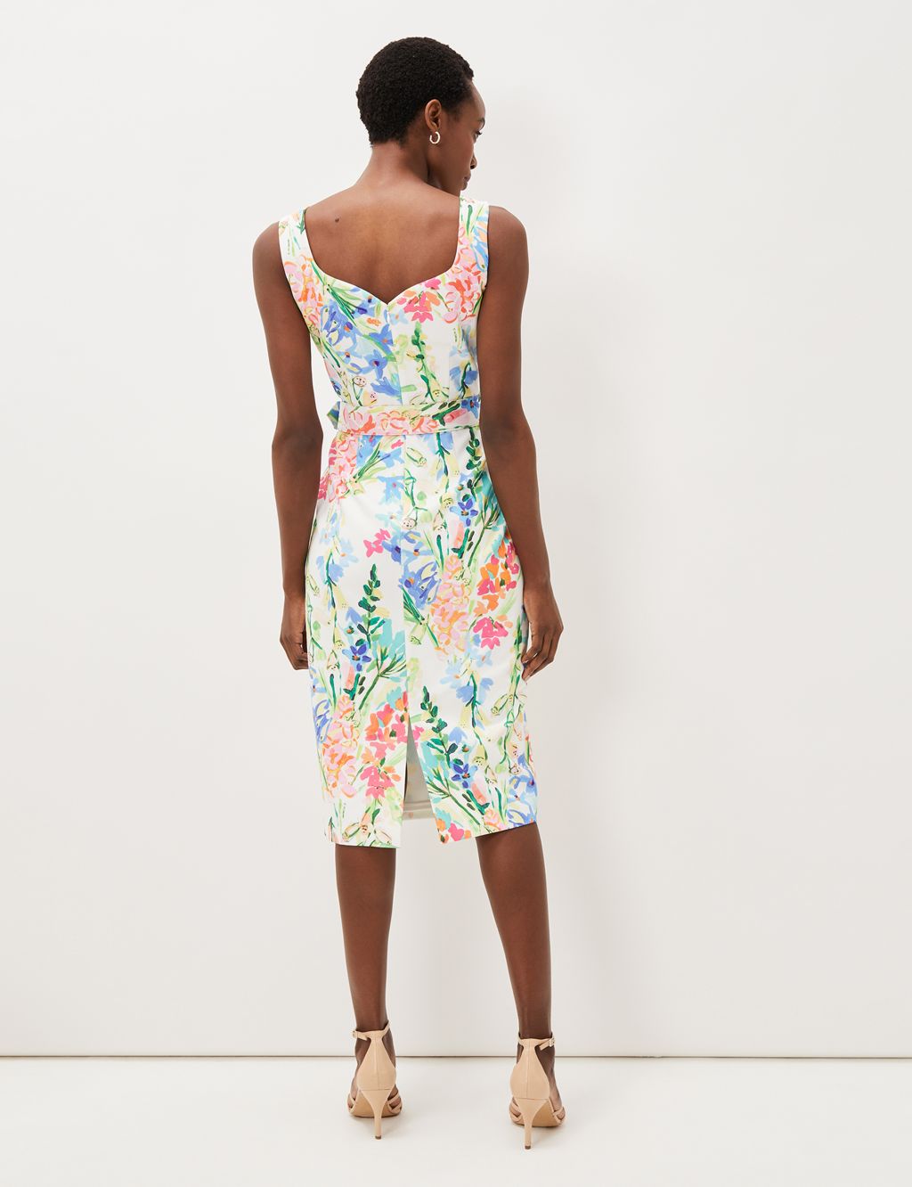 Floral Belted Midi Bodycon Dress image 4