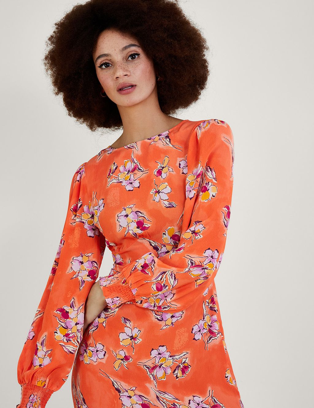 Floral Blouson Sleeve Midaxi Tea Dress image 2