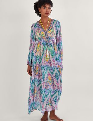 Printed V-Neck Tie Front Maxi Waisted Dress | Monsoon | M&S