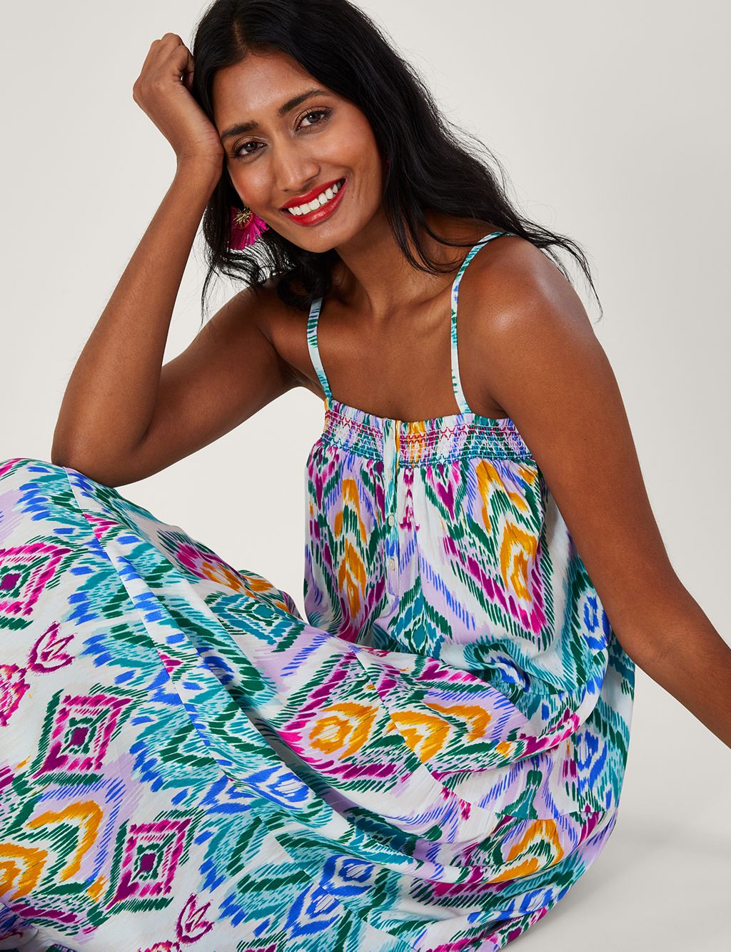 Printed Square Neck Maxi Tiered Dress image 2