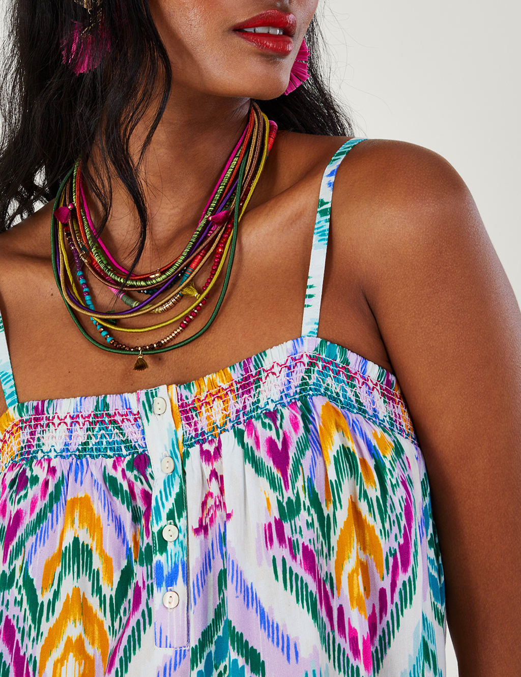 Printed Square Neck Maxi Tiered Dress image 3