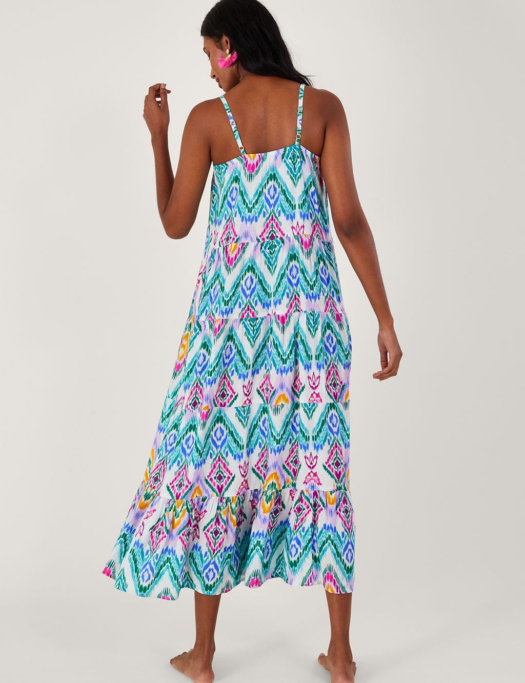 Printed Square Neck Maxi Tiered Dress image 4