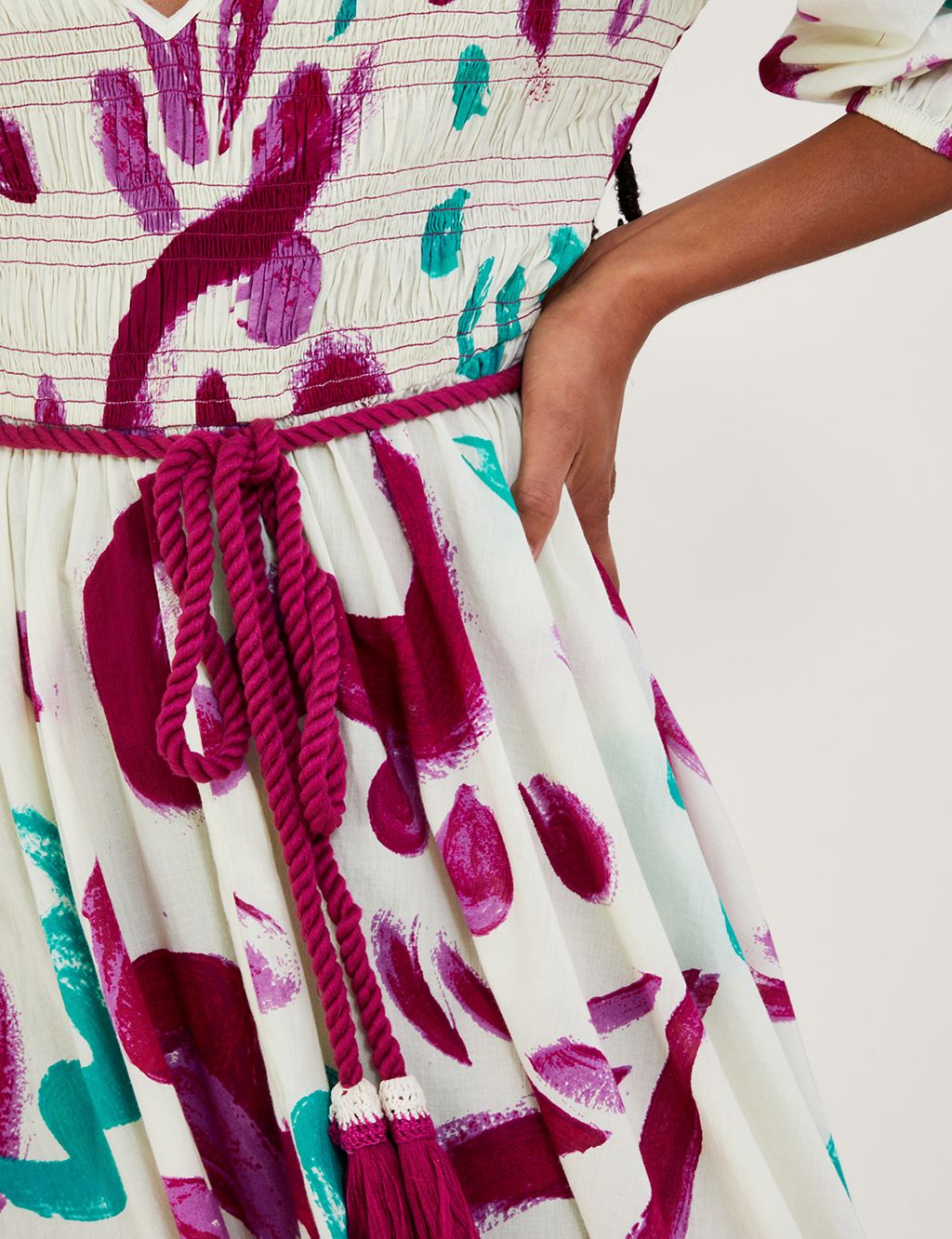 Pure Cotton Printed V-Neck Midi Dress image 5