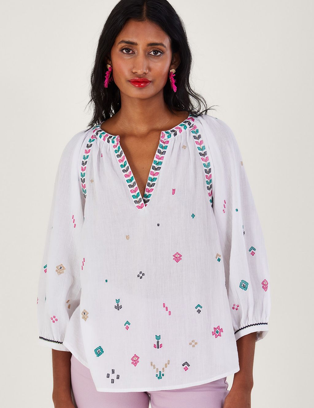 Pure Cotton Embroidered Tunic image 1