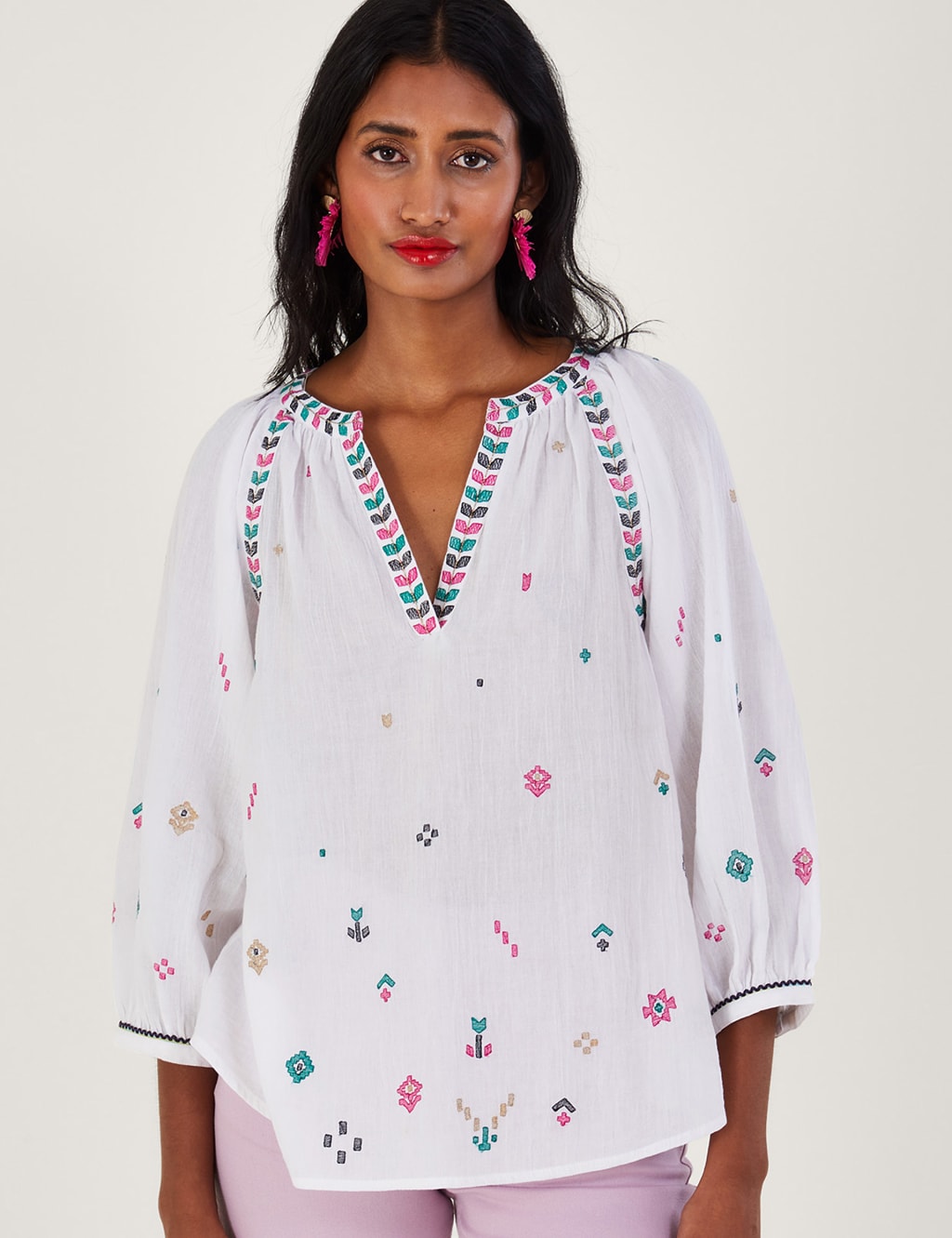 Pure Cotton Embroidered Tunic image 1