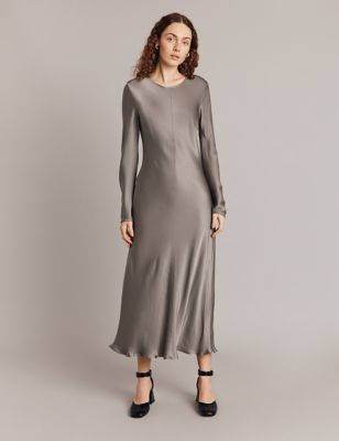 Ghost Womens Midaxi Column Dress - XS - Silver, Silver,Ivory
