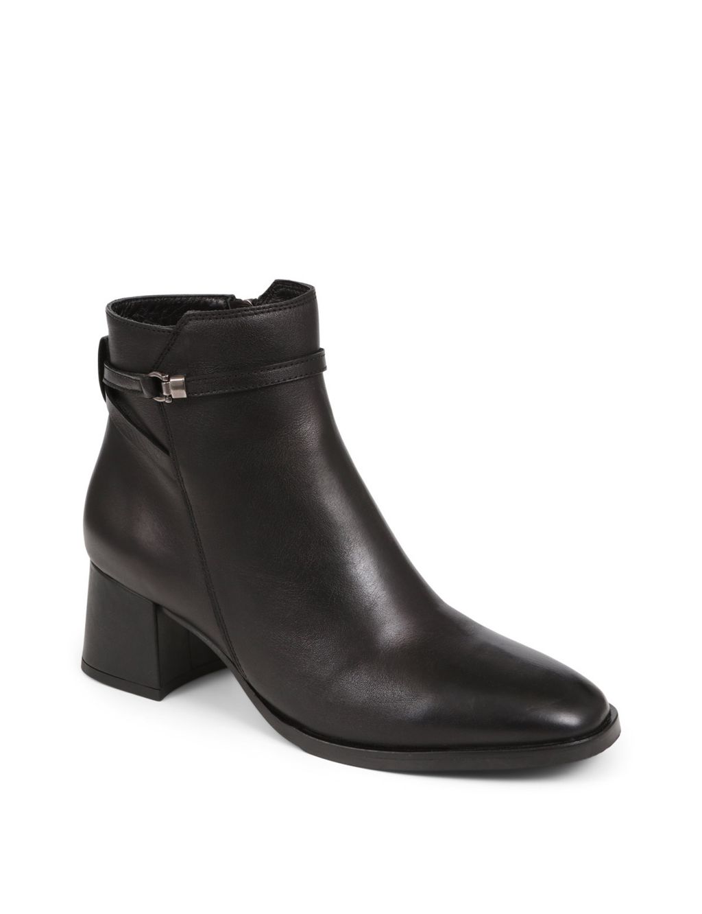 Leather Block Heel Ankle Boots image 3