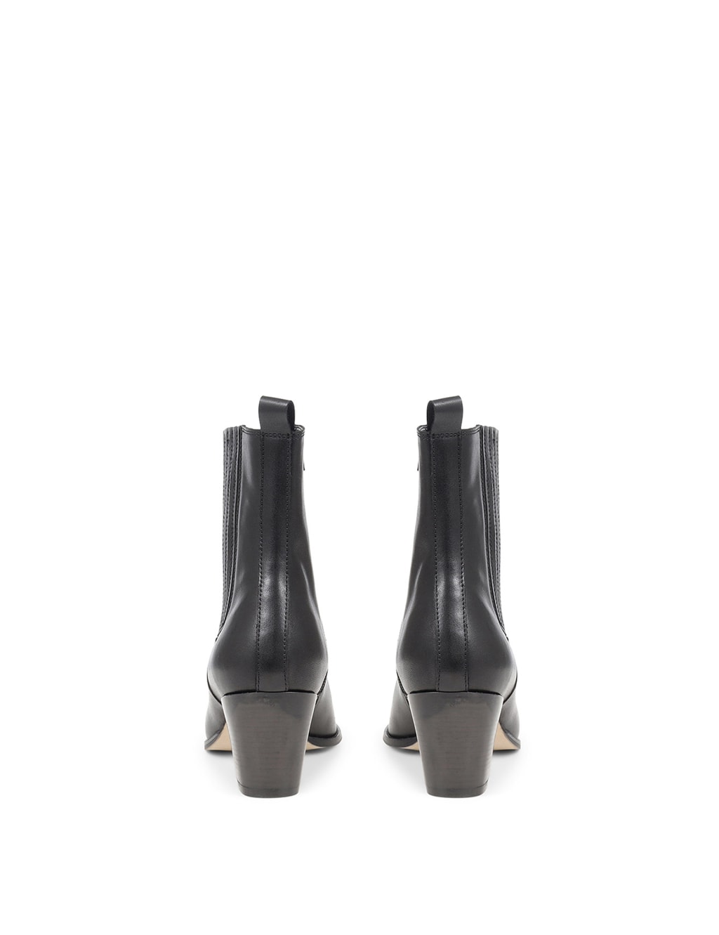 Leather Block Heel Pointed Ankle Boots image 5