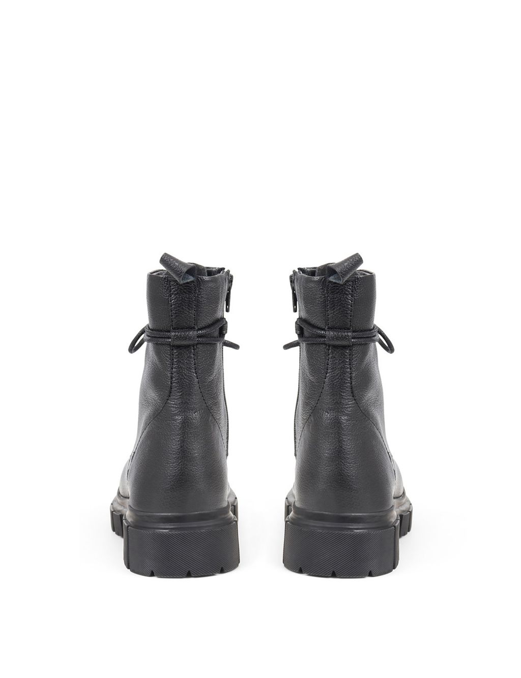 Leather Biker Lace Up Cleated Ankle Boots image 5