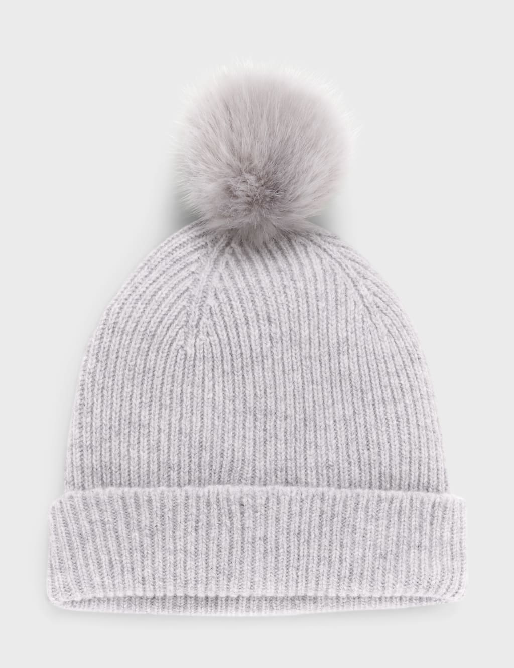 Pure Wool Knitted Faux Fur Pom Beanie Hat image 2