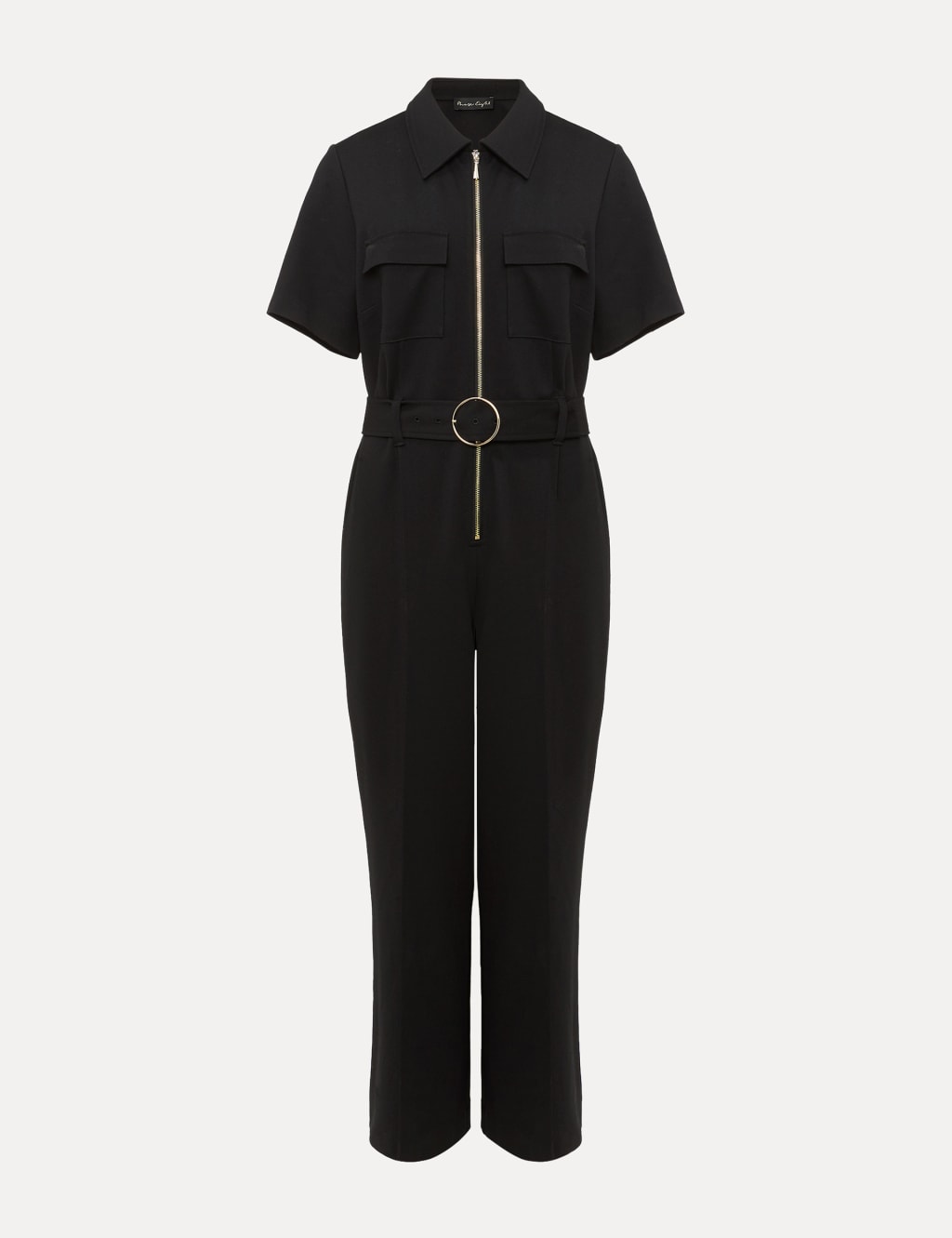 Belted Short Sleeve Cropped Jumpsuit image 2