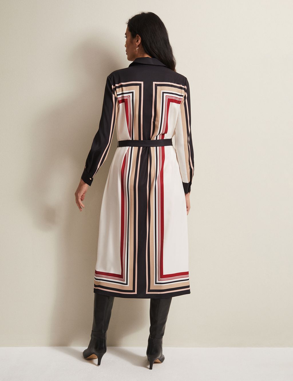 Striped Belted Midi Shirt Dress image 3