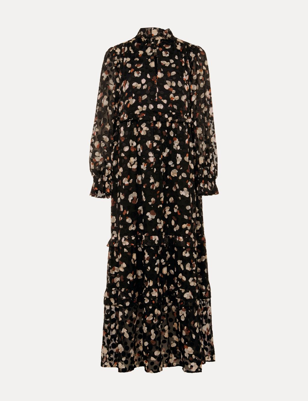 Printed Textured V-Neck Midaxi Tiered Dress image 2